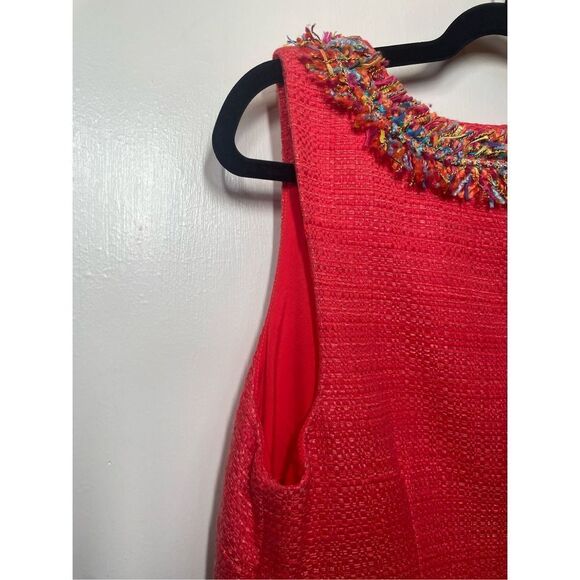 Talbots TEXTURED FRINGE-NECK SHIFT Red DRESS size 14 - Picture 11 of 14